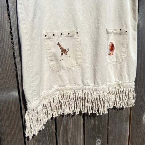 Khaki Boho Cotton Safari Tunic with Fringe - Picture 2 of 6